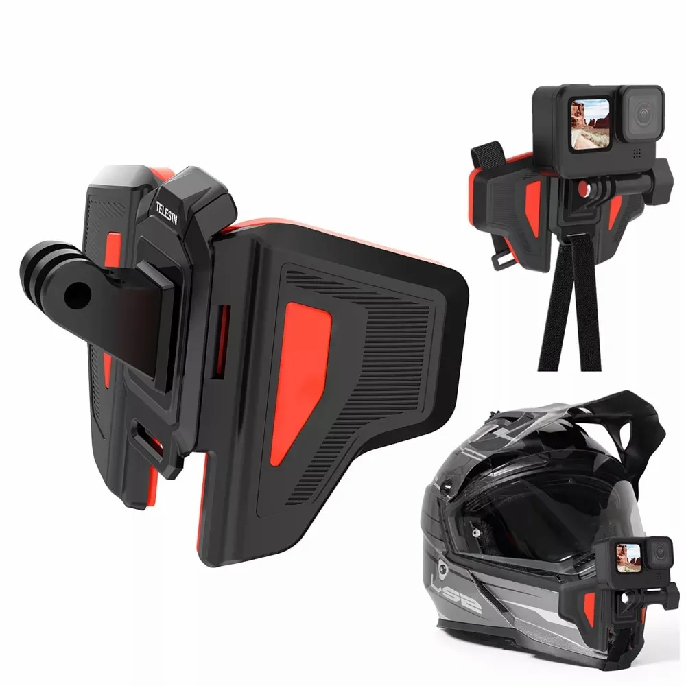 

2021 New Motorcycle Helmet Mount Strap Flodable Front Chin Mounts For GoPro Hero 9 8 7 6 5 DJI Osmo Action Insta360 Accessories