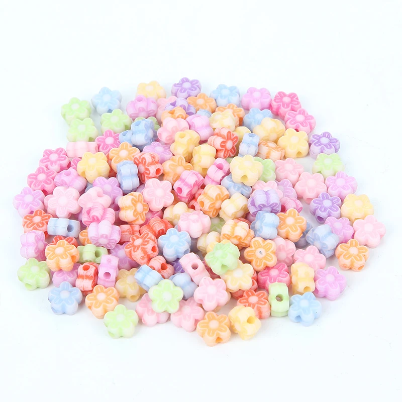 100Pcs Mixed Flowers Acrylic Beads 7x4mm For Jewellery Marking Loose Spacer Bracelet Necklace Charm Jewelry Finding | Украшения и