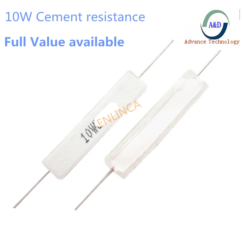 

10pcs 10W 5% Cement Resistor Power Resistance 0.1 ~ 10K 0.1R 0.5R 10R 50R 0.22 0.33 0.5 1 2 5 8 10 15 20 25 30 100 1K 2K Oohm