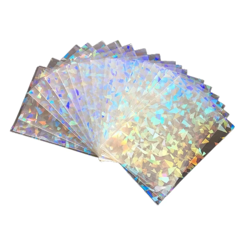 

100 PCS Broken Glass Gemstone Flashing Card Film Holographic Photo Card Sleeve Dropshipping