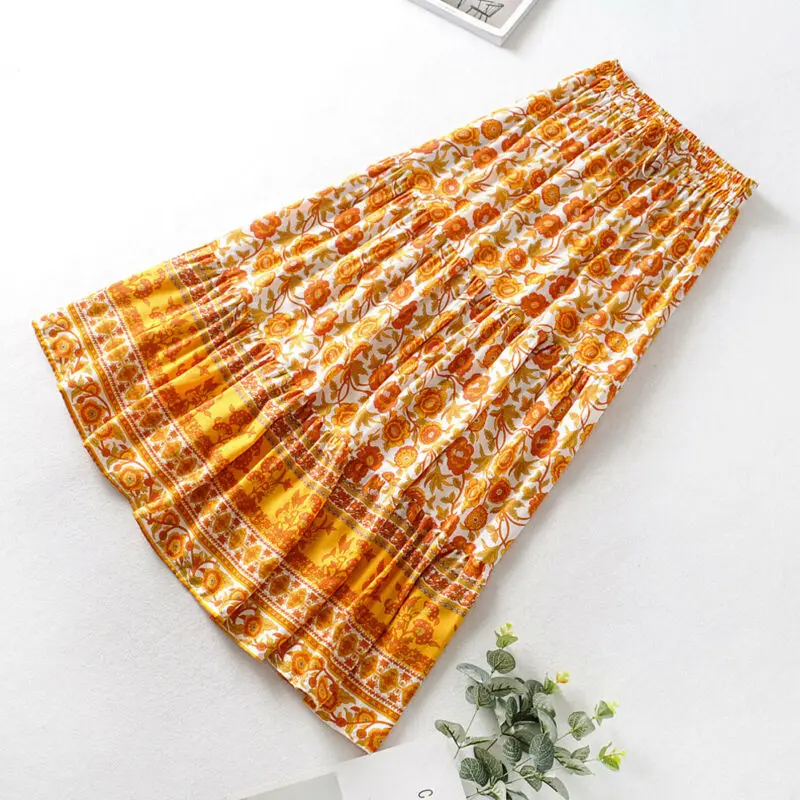 

Floral Printed V-neck Single-breasted High Waist Chiffon Long Dress Ladies Boho Beach Style Women Party Dresses Vestidos