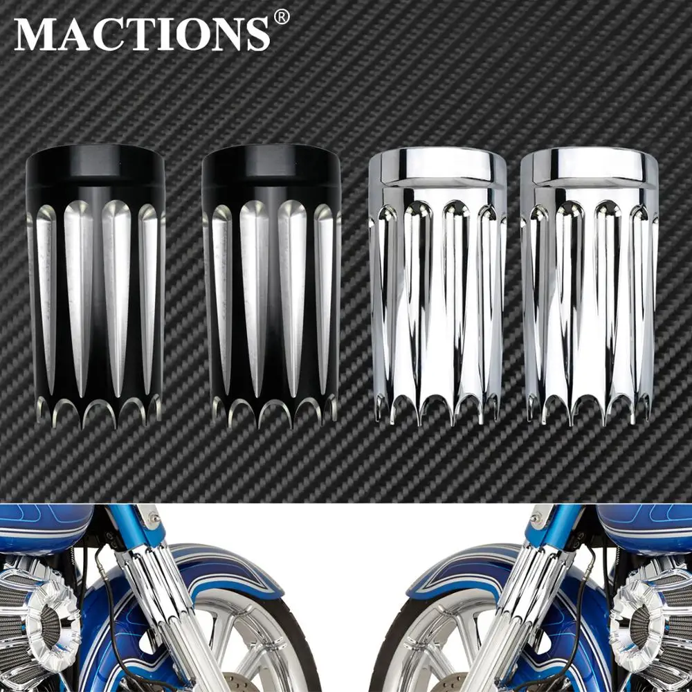 Maction передняя вилка загрузки слайдер Крышка черный/хром для Harley Touring Road King Electra Street