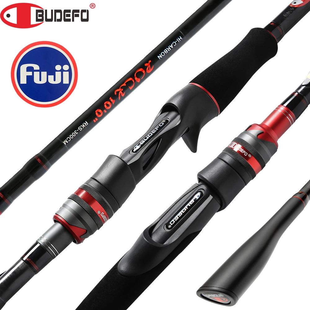 BUDEFO ROCK Carbon Spinning Casting Fishing Rod with 1.98m 2.28m 2.43m 2.58m 2.70m 3.00m Baitcasting FUJI Guide FAST Rod
