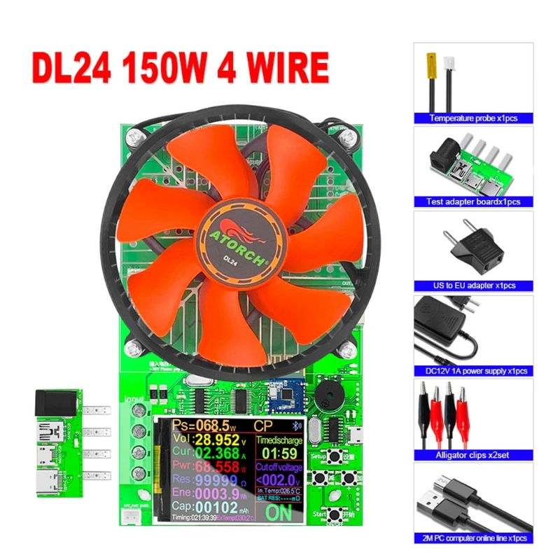 

DL24 4-WIRE Battery Capacity Tester Electronic Load Power Tester Discharge Meter 150W 200V 25A