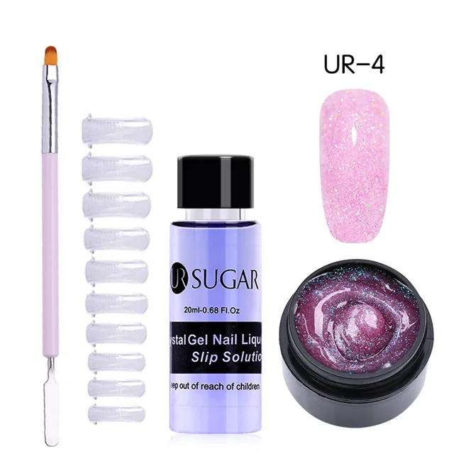 4pcs set4 UR SUGAR 15 мл Быстрый строительный поли гель продлевающий половой акт розовый блеск Замачивание от УФ СТРОИТЕЛЬ удлинение гель набор Типсы для маникюра палец расширение - Цвет: 4pcs set4