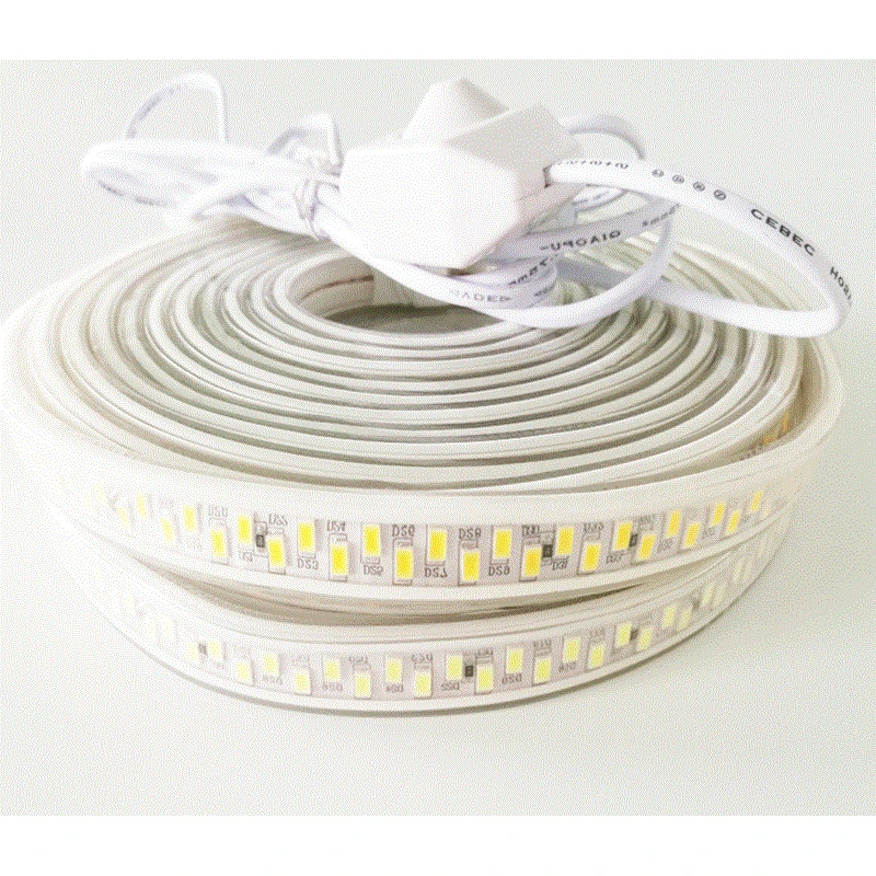 

Fanlive 50m/lot 180leds/m Double Row AC110V 220V SMD 5730/5630 LED Strip Tape Flexible Warm White Waterproof For Home Decoration