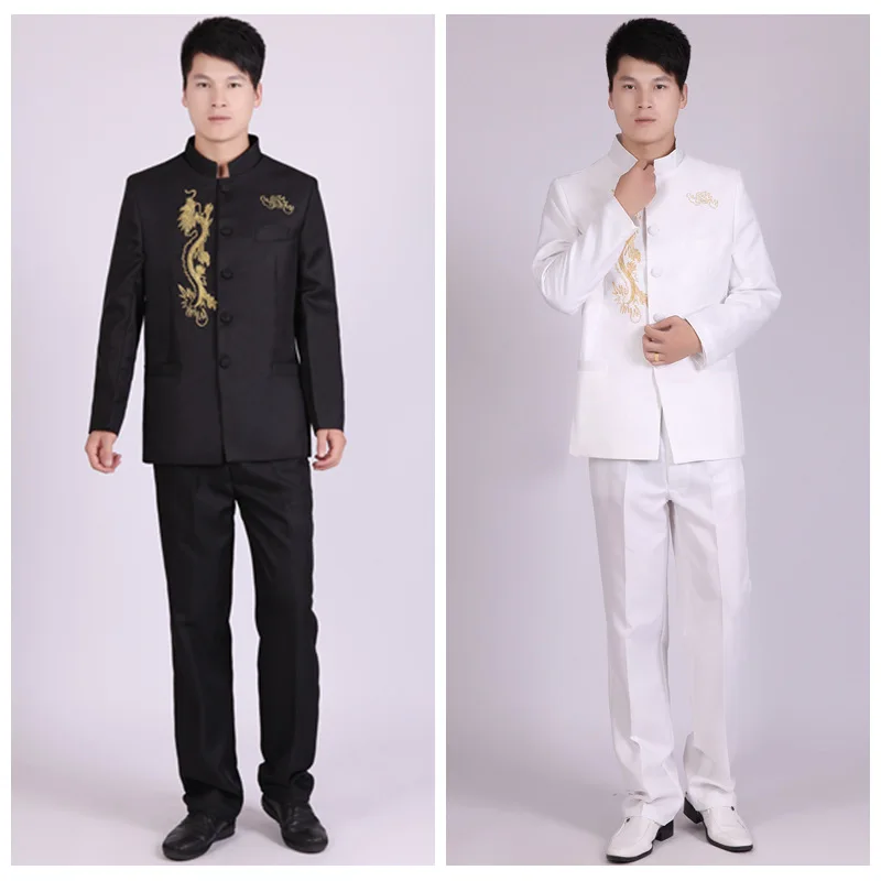 

Chinese Suit Stand Collar Suits Men Chinese Tunic Suit Male Slim School Uniform School Wear Chinese Tradition Suit