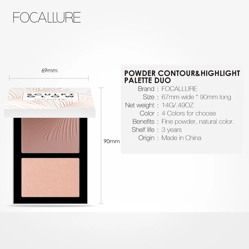 FOCALLURE, двойная головка, 3D, бронзер, Хайлайтер для лица, макияж, палочка, крем, текстура, контур, iluminador, макияж, хайлайтер, бронзер