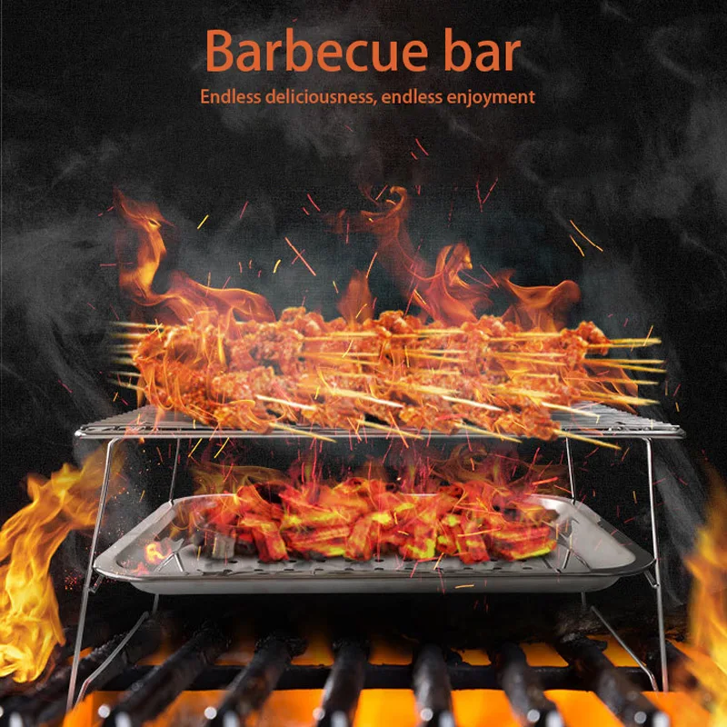 

Outdoor Stainless Steel Folding Portable Barbecue Grill Barbecue Net Bakeware Stainless Steel Barbecue Grill Easy To Disassemble
