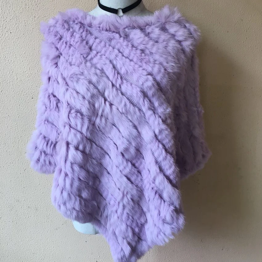 Женское Вязаное пончо из натурального кроличьего меха сезон весна-осень 2019 |