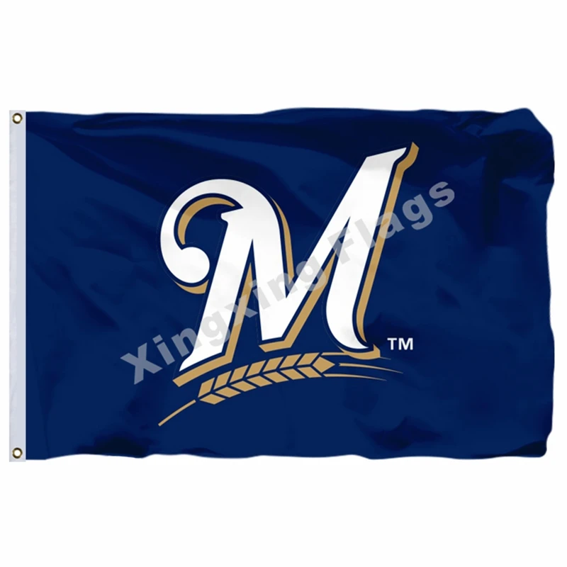 Milwaukee Brewers новый национальный флаг в полоску 3фт X 5фт полиэстер баннер летающий