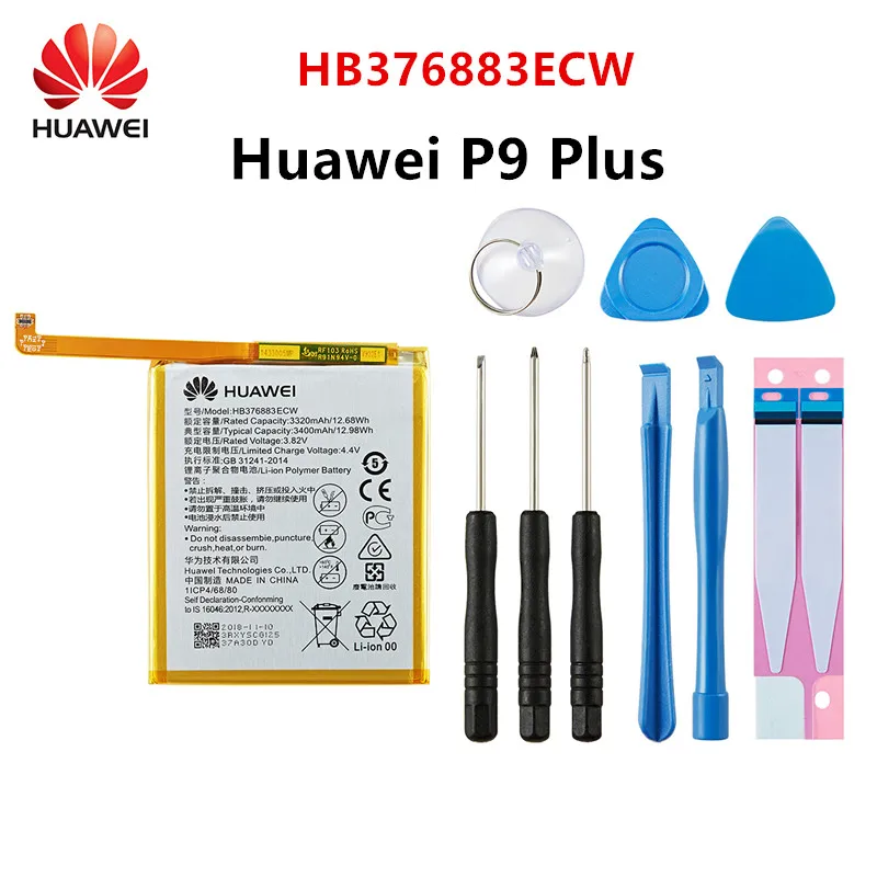 Huawei-bater&iacute;a HB376883ECW original, 100% mAh, para tel&eacute;fono m&oacute;vil HUAWEI P9 Plus, herramientas, 3400-0