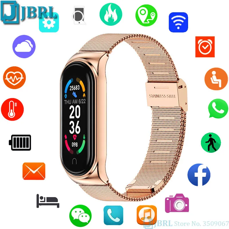 

Rose Gold Smart Watch Women Men Smartwatch Electronics Smart Clock For Android IOS Fitness Tracker Stainless Steel Smart-watch