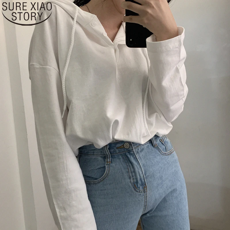 

White Hoodies Women Loose Long Sleeve Hoodies for Teen Girls Korean Fashion Casual Leisure Pullover Cotton Sweatshirts 11541