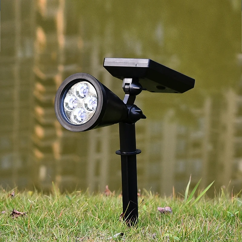 

4 LED Solar Spotlight Lawn Flood Light Outdoor Garden Warm white in 1 Wall Lamp Landscape Light for Patio Decor