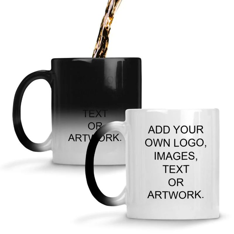 Индивидуальное фото волшебная кружка меняющая цвет с температурой черная для