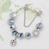 randors color keeping silver plated ladies bracelet charms bracelet bangles with star beads bracelet for women