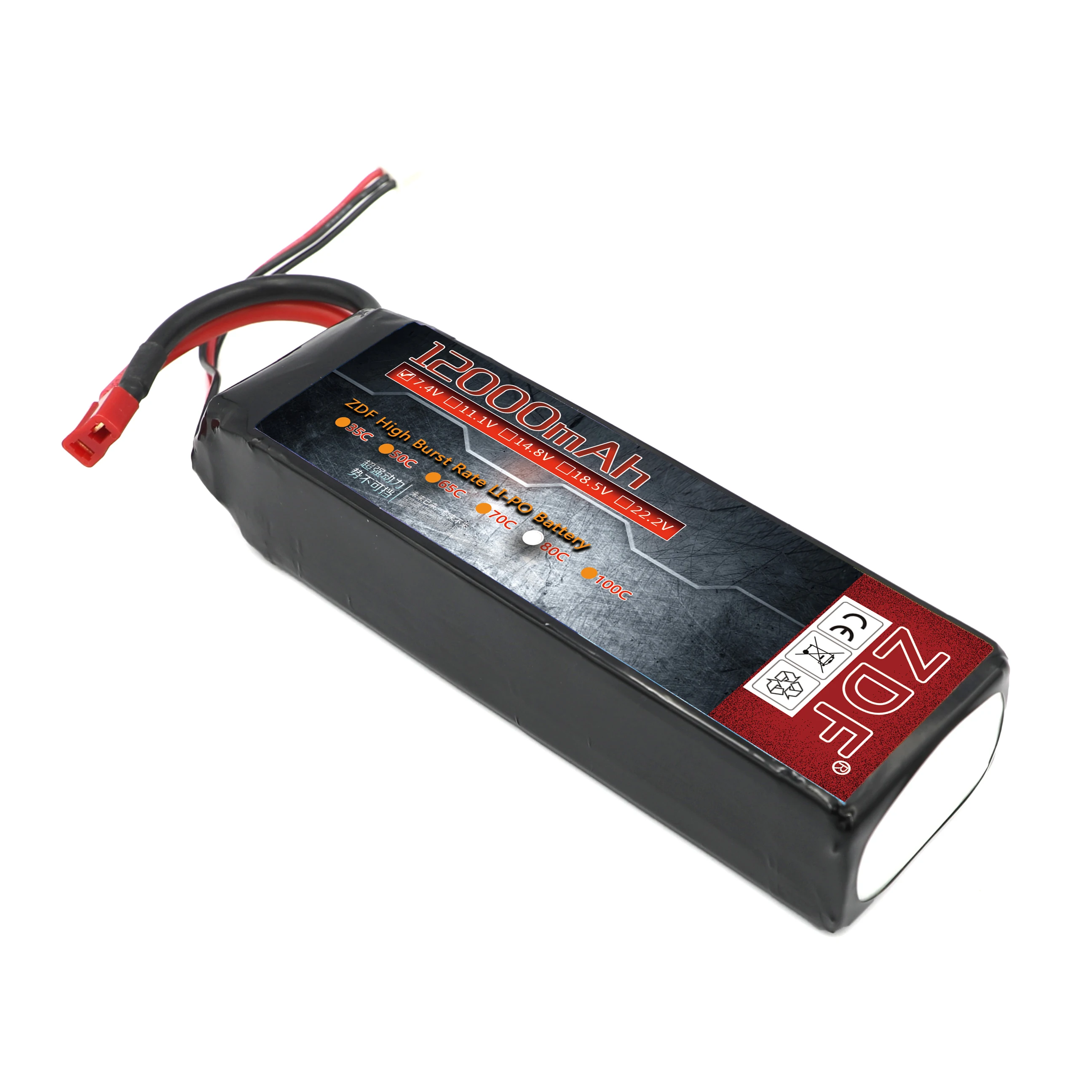 

ZDF 7.4V RC Lipo Battery 12000mAh RC Battery 80C Battery lipo 2s Rechargeable Battery for racer racing RC Car Boat Truck