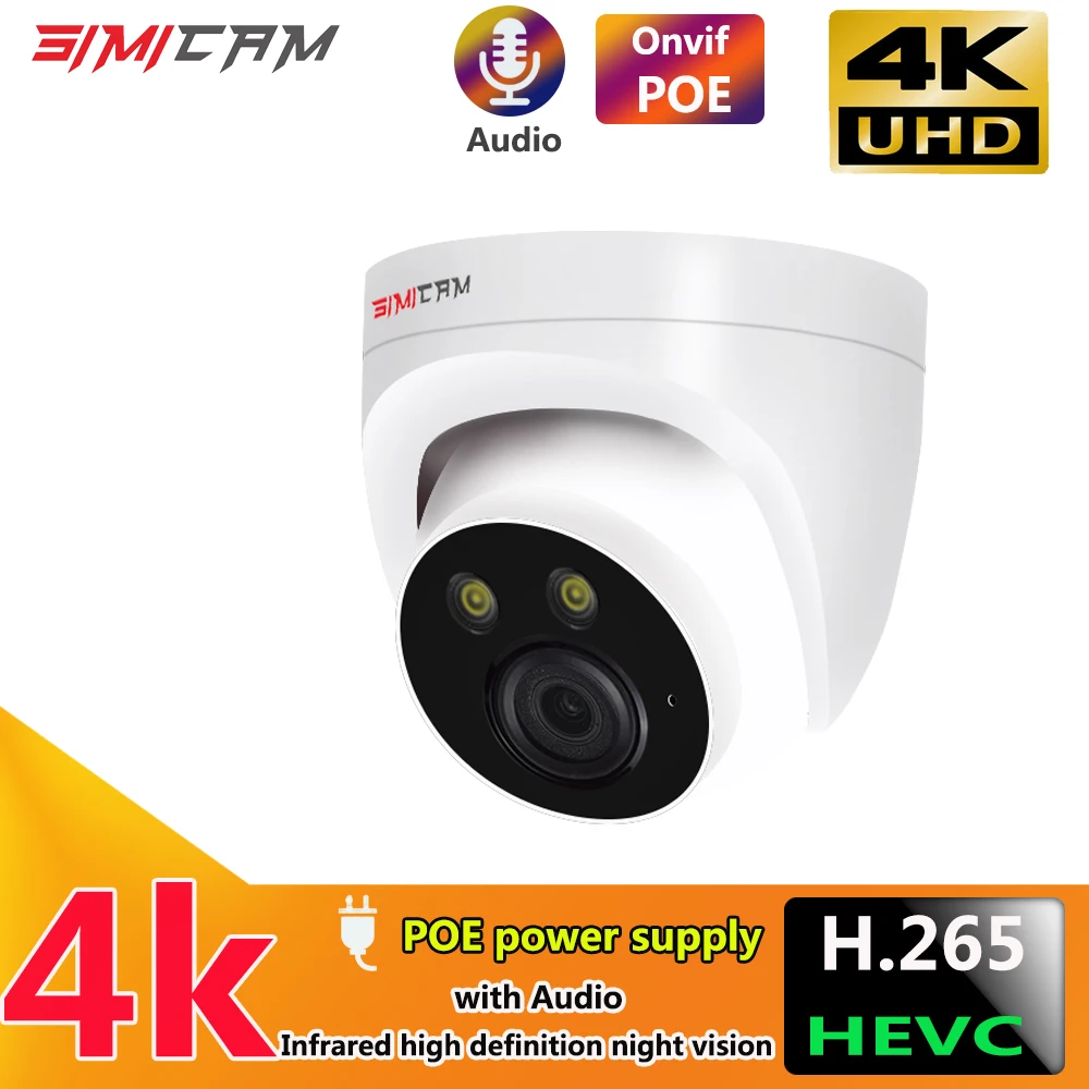 

4K 8MP IP Camera Surveillance POE Onvif H265 Audio Dome Onvif HD Night Vision human detect 48V 4MP CCTV Video Security For NVR