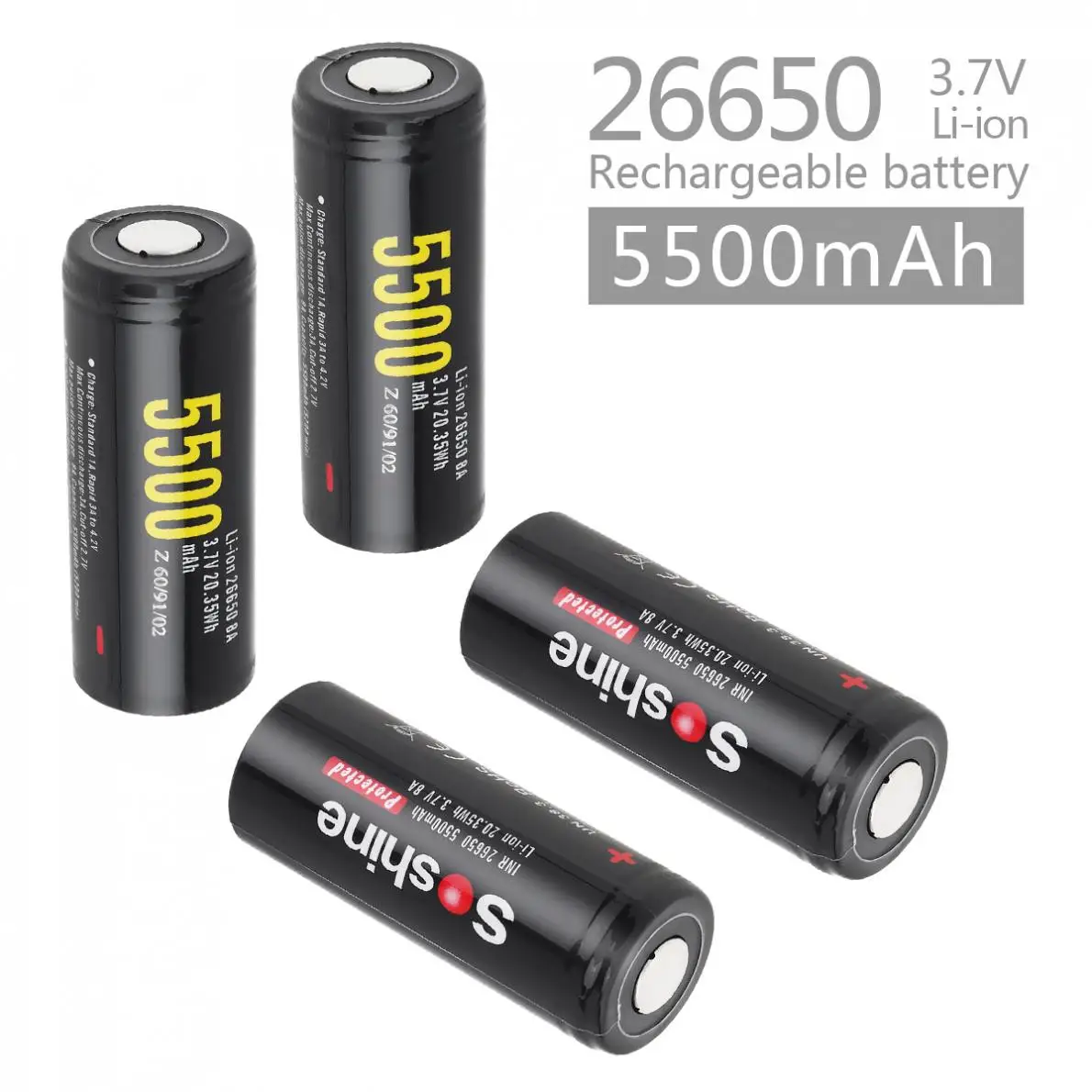 4 шт./лот 5500 мАч 3 7 V 26650 Перезаряжаемые Батарея литий-ионный с защитой PCB + ящик для