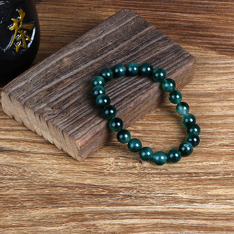 Natural Royal Green Agates Bracelet for Women 6/8/10mm Crystal Mica Stone Reiki Energy Men Yoga Healing Quartzs Jewelry | Украшения и
