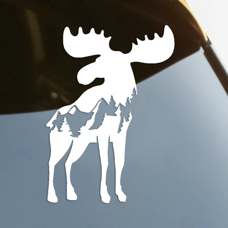 

Mountain Moose Die-Cut Vinyl Decal Car Sticker Waterproof Auto Decors on Car Body Bumper Rear Window Laptop Choose Size #S60667
