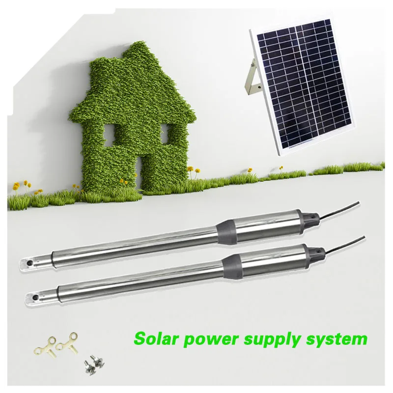 24VDC solar swing gate motor kit Linear arm Automatic con panel y controller(sensor button light gsm opener optional) | Безопасность и
