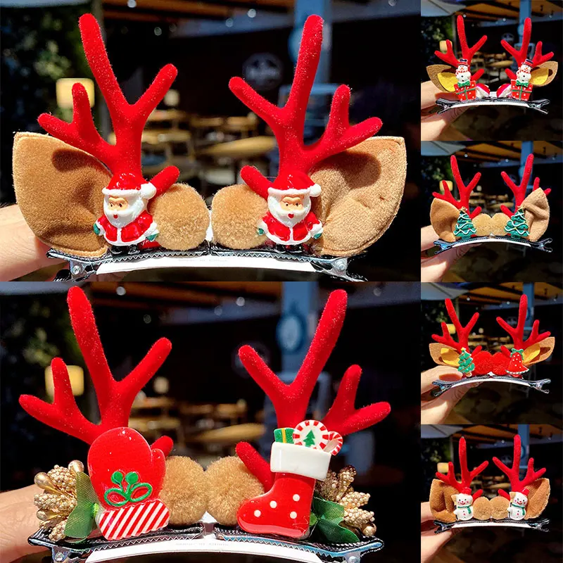 

Xmas Style Hair Clips Cute Cartoon Three-dimensional Antler Hairpins 2022 New Fashion Girls Festival Barrettes Hair Accessories