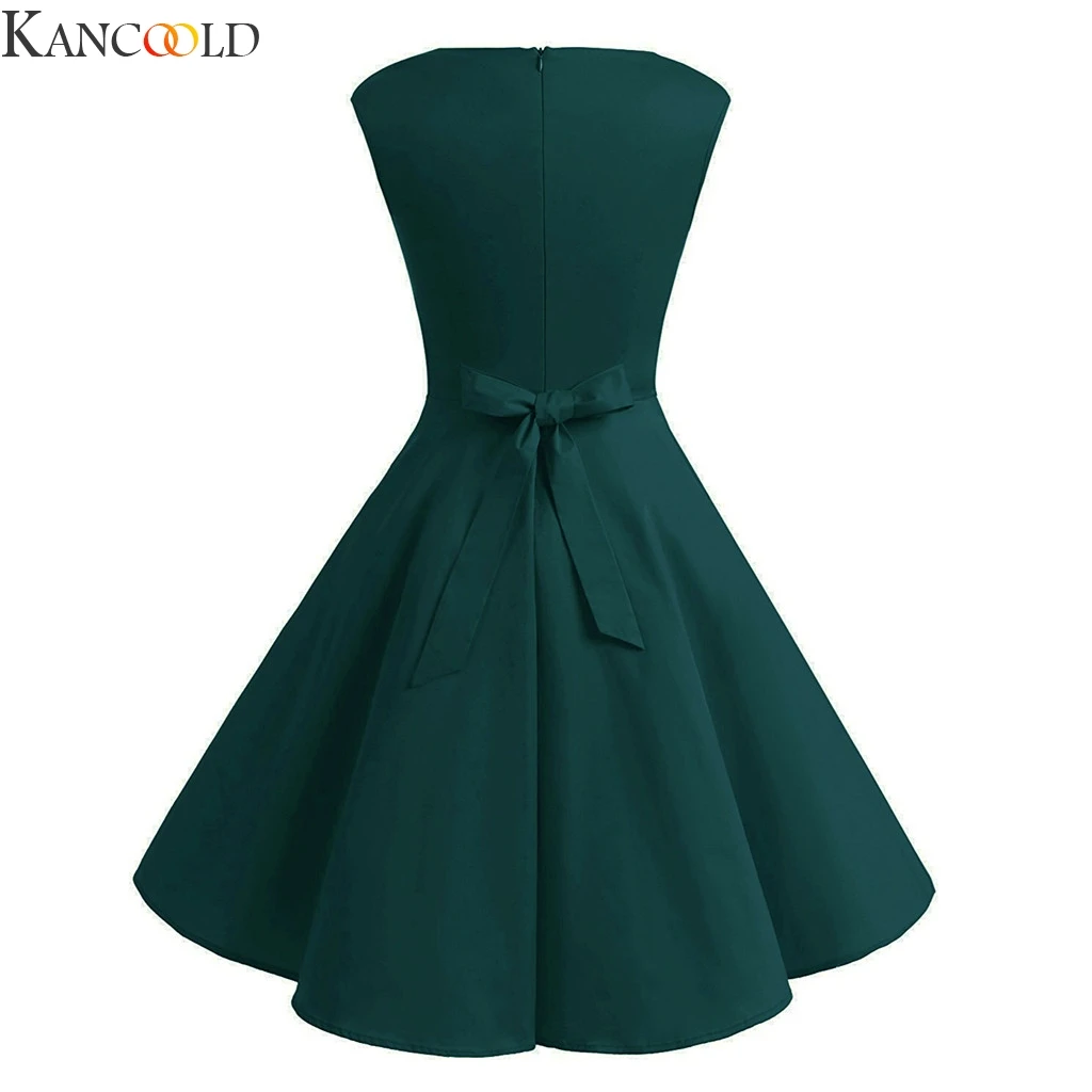 KANCOOLD Women Dress Sleeveless Retro Bow Swing Puff Skirt Beachwear Sexy V-Neck Button Front Swimsuit Plus Size New | Женская одежда