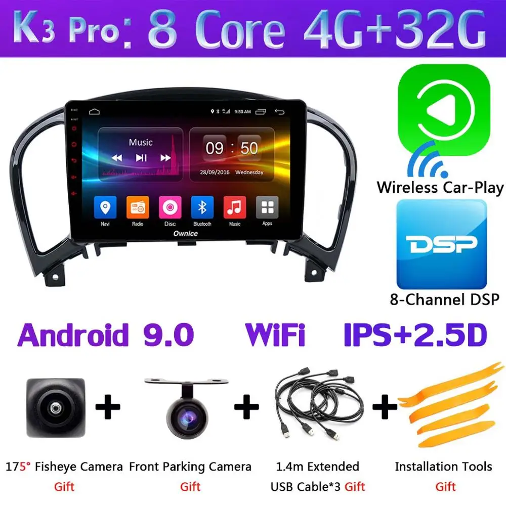 K3 Pro CarPlay 360 ° панорамный Android 9,0 4G+ 64G gps радио CarPlay SPDIF DSP Автомобильный мультимедийный плеер для Nissan Juke YF15 Infiniti esq 2010 - Цвет: K3 Pro CarPlay