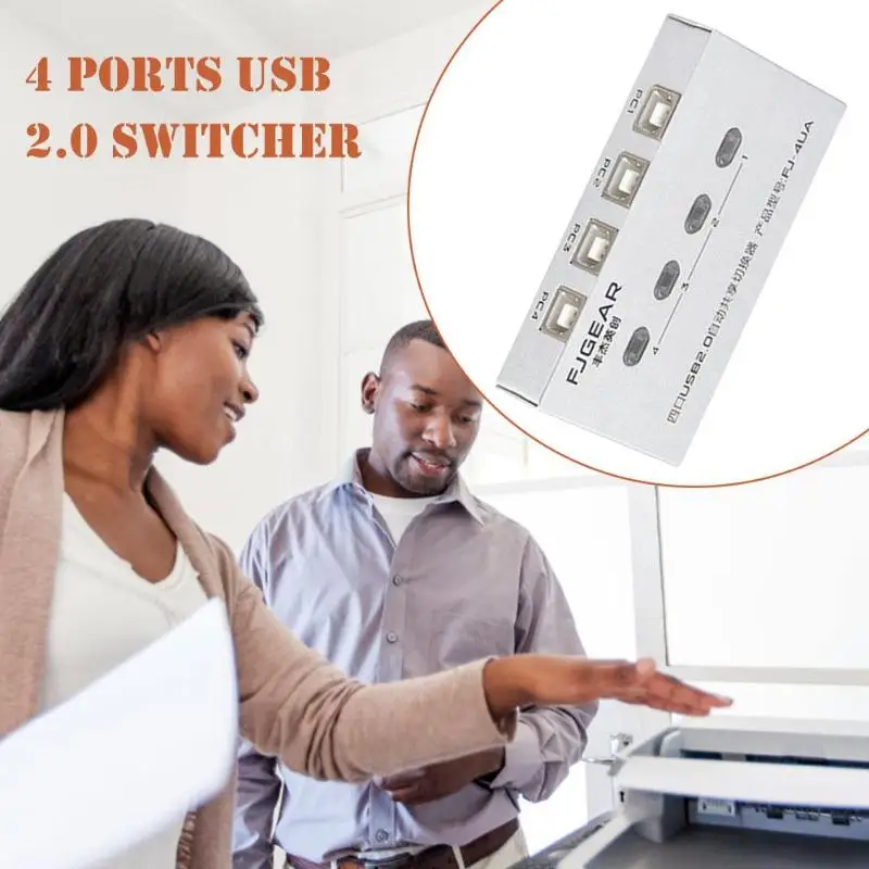 FJ-4UA 4 порта USB 2,0 коммутатор ПК принтер автоматический Переключатель Селектор концентратор принтер sharer принтер коммутатор