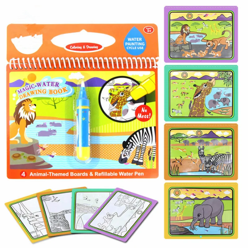 Книга Волшебная для рисования водой книжка-раскраска детей коврик раннего