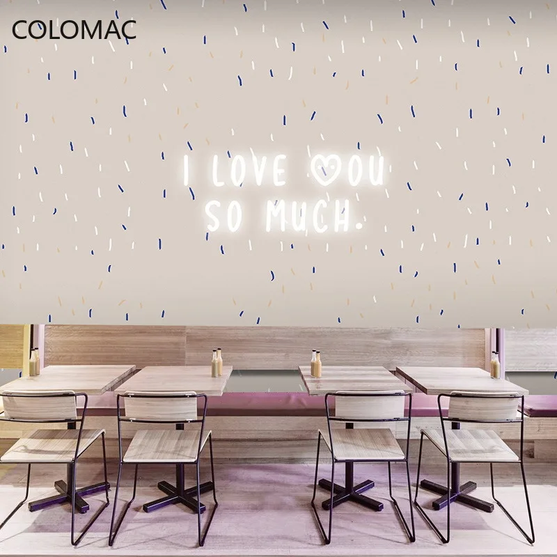 

Colomac Custom Hand-painted Cartoon Casual Milk Tea Shop Decor Wallpaper Nostalgic Snack Street Background Mural Dropshipping