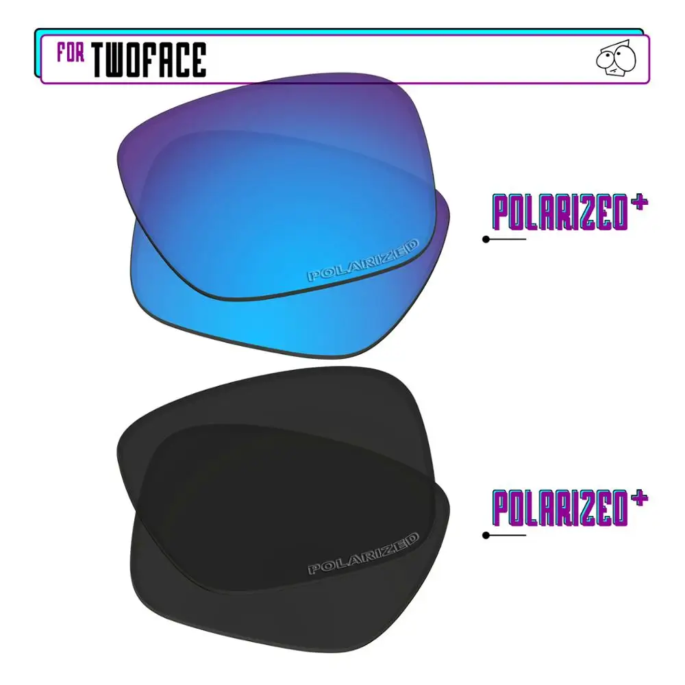 EZReplace Polarized Replacement Lenses for - Oakley TwoFace Sunglasses - BlackPPlus-BluePPlus
