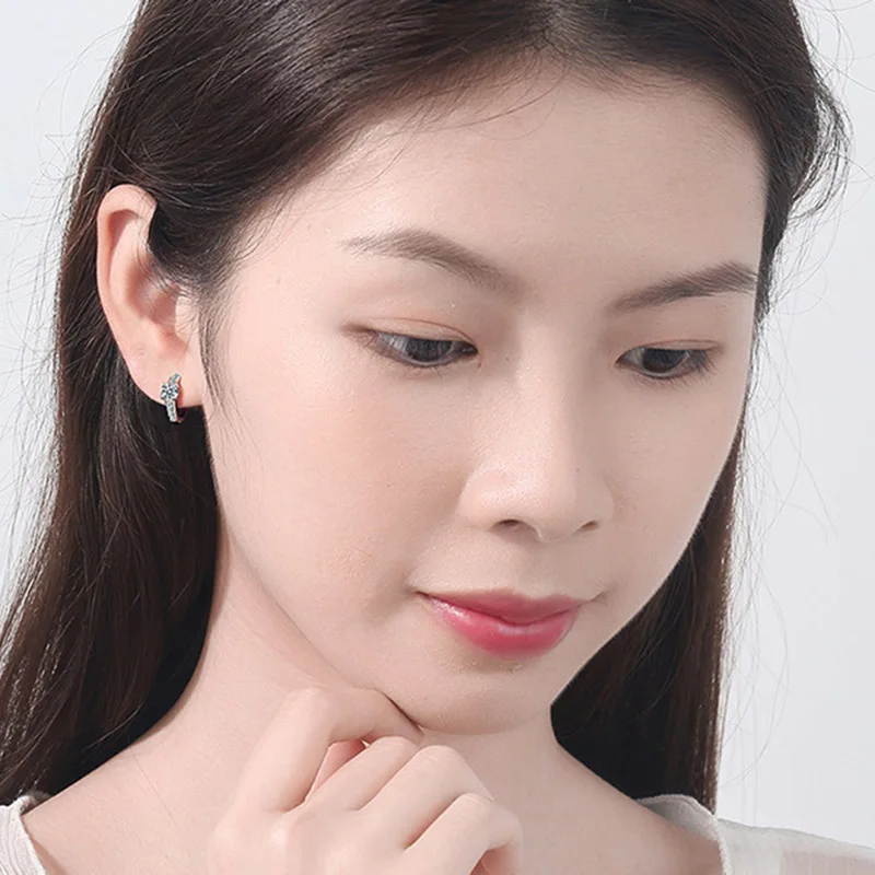 Женские серьги кольца MEETSOFT из серебра 925 пробы с кристаллами