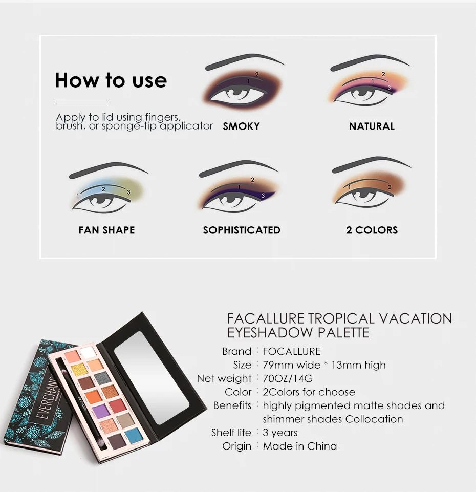 Тени для глаз focallure Pallete красочные пигментированные оттенки палитра Матовая Высокое качество макияж тени для век