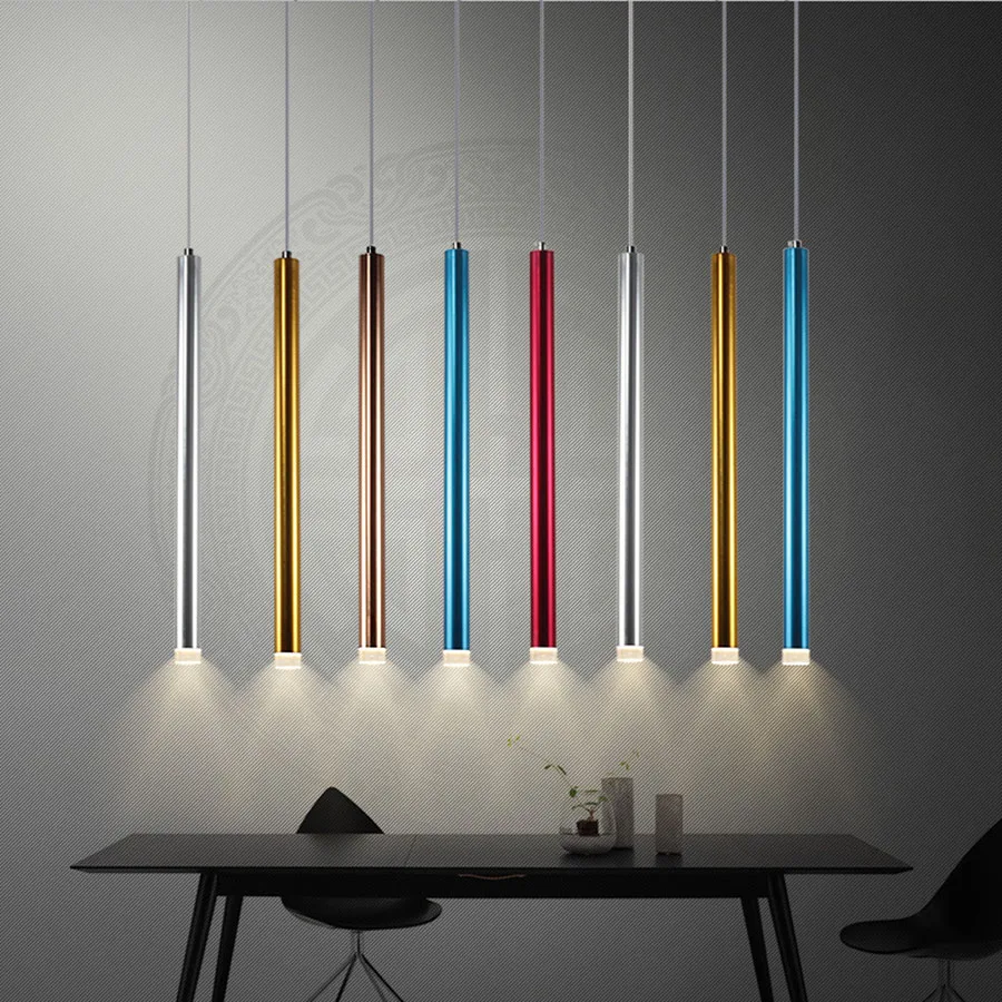 

Цилиндрический светодиодный подвесной светильник в скандинавском стиле, яркая лампа с длинным корпусом для кухни, столовой, бара, магазина,...
