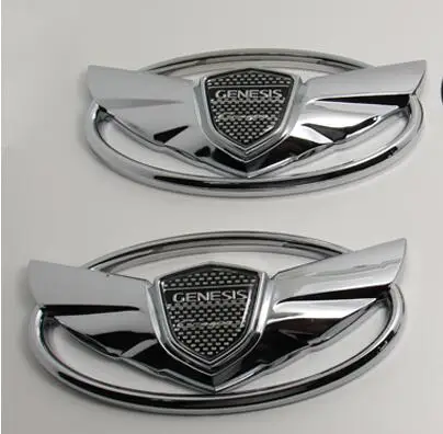 silver 2 шт., автомобильные 3D Автомобильные стильные аксессуары, хромированная эмблема, значок, наклейка, наклейка на заднюю панель для hyundai Genesis Coupe, крыло автомобиля, наклейка - Цвет: silver