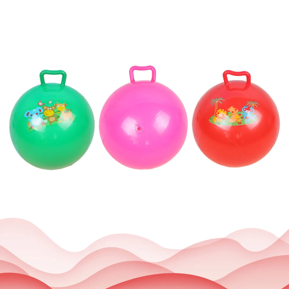 

3Pcs Inflatable Hopper Balls Hop Bouncy Jumping with Handle Kicking Bounce Jumping Hopper Educational (Random Style)