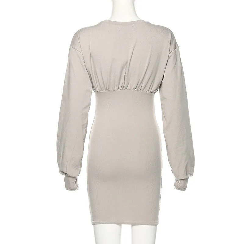 

DiiWii Womens Fashion Trend Long Sleeve Round Neck Retro Cover Buttock Slimming Body Slimming Dress Skirt