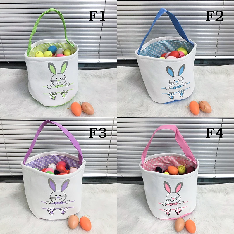 

Wholesale Easter Bunny Tote Bags 30pcs/lot 18 Styles Easter Basket Bag Monogrammed Blank Easter Bunny Tail Buckets Fast Shipping