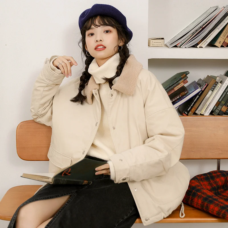 

Real Shot 2021 Winter New Korean Style Loose Lamb Wool