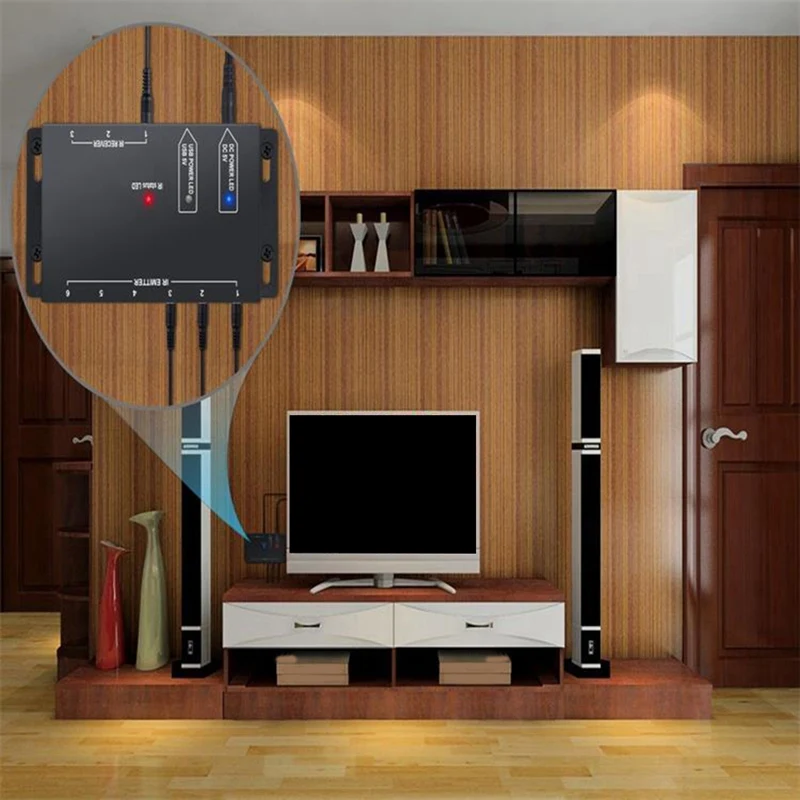 

Infrared Remote Extender 6 Emitters 1 Receiver IR Repeater System Kit Smart Home US Plug