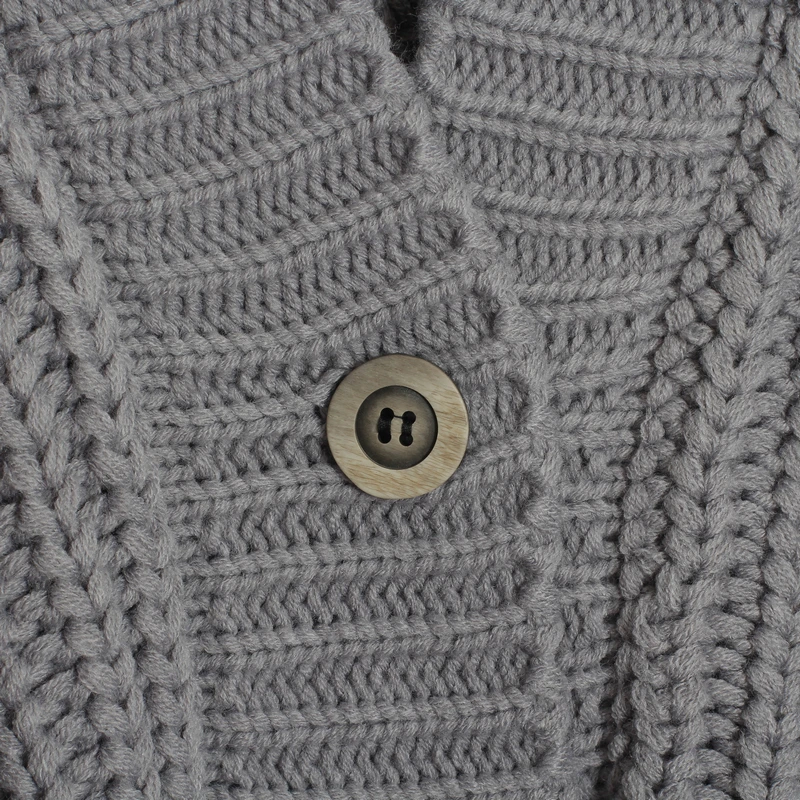 Wixra Knitted Chunky Cardigan Sweater Women Simple Solid Thick Button Clothing Sweater Stylish Tops for Female Autumn Winter