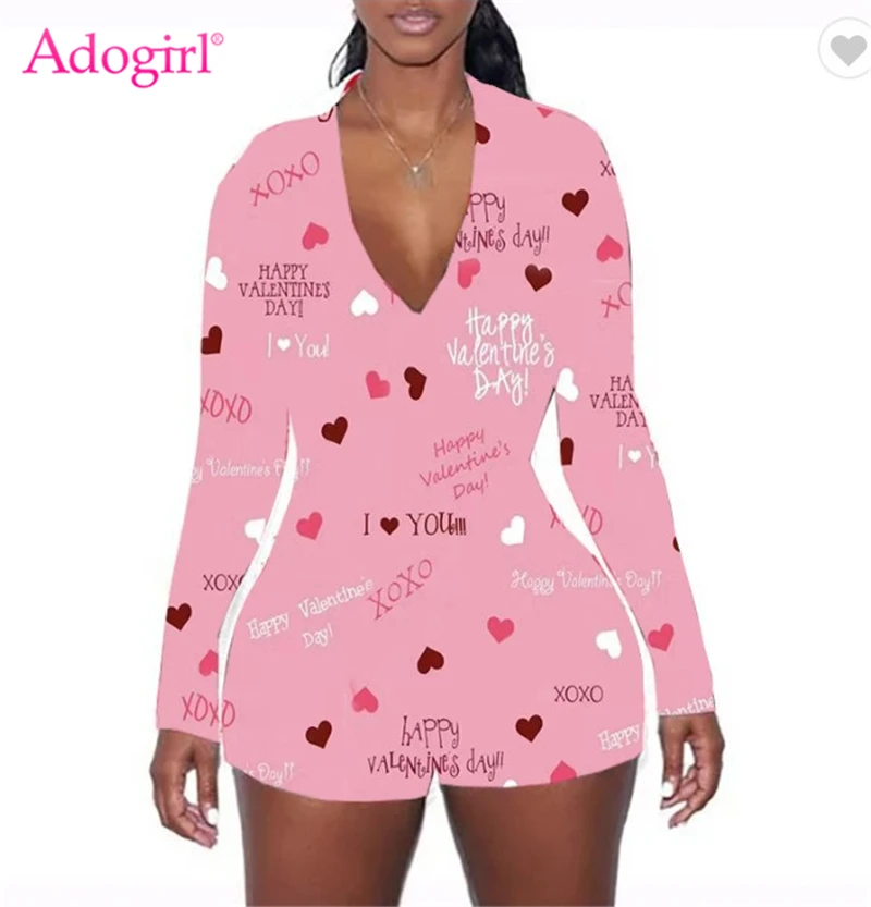 Женский пикантный комбинезон Adogirl на День святого Валентина 2021 с V-образным