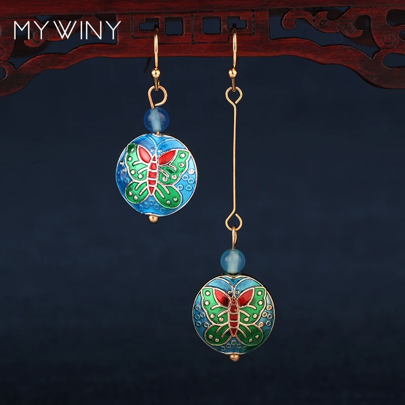 Женские серьги бабочки с эмалью|Серьги-подвески| |