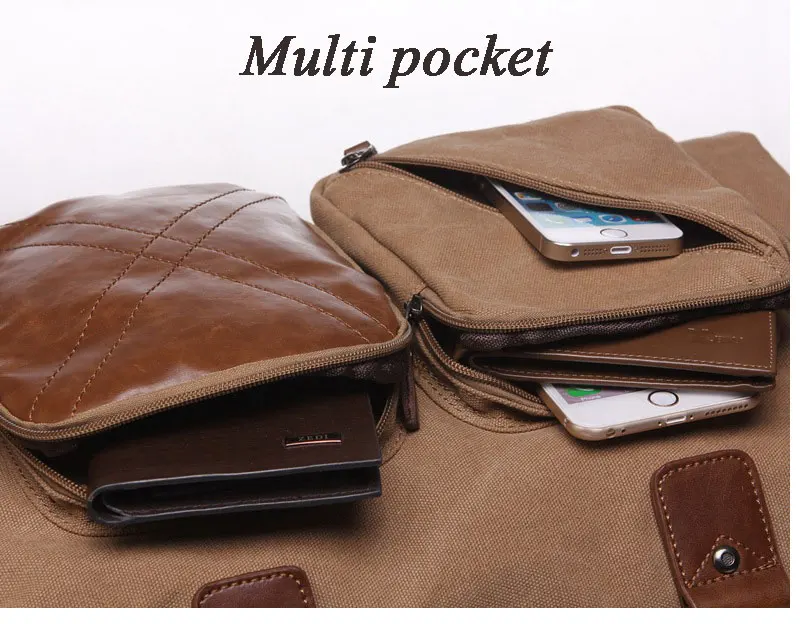 

Canvas Travel Bag with Cowhide Hand Luggage Storage Bags for Traveling Male Business Bag Retro Multi Business Male Portable