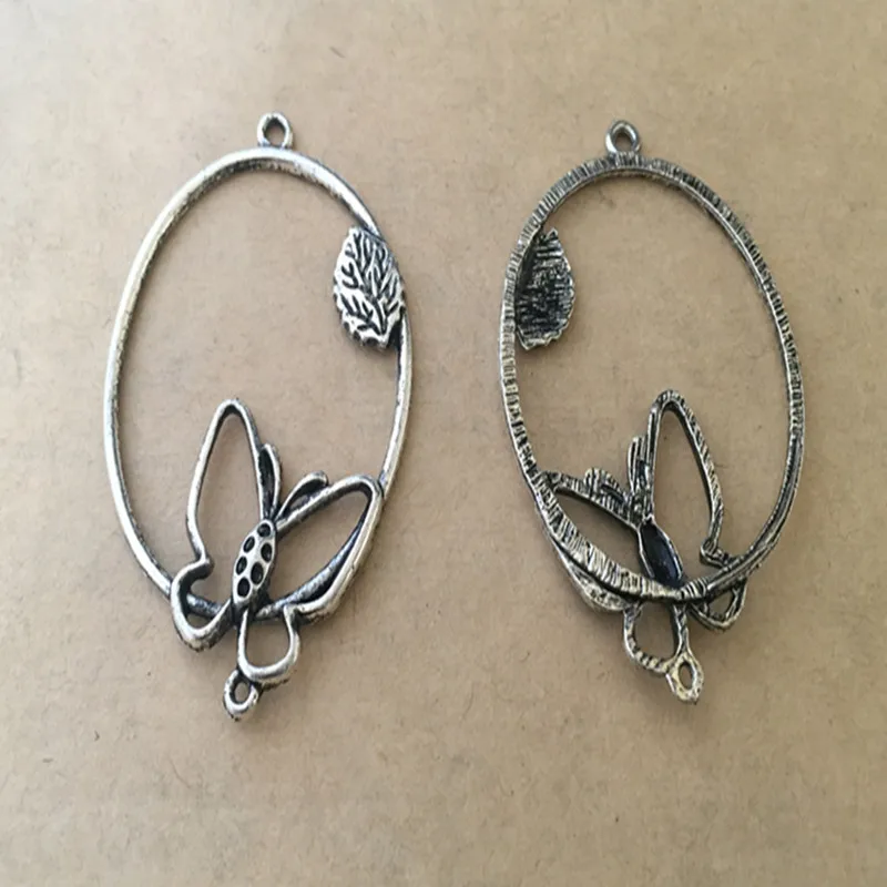 Винтажные Мини-аксессуары 5 шт./лот 36 мм х 53 античное серебро Бабочка ожерелье
