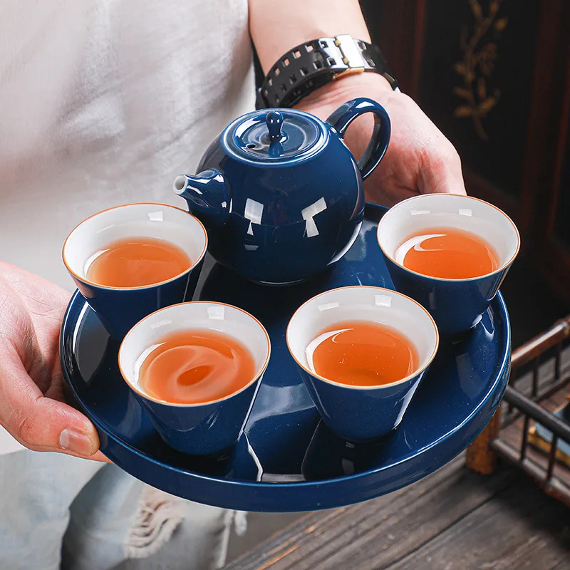 

Роскошный чайный сервиз керамическая чайная чашка чайник набор керамических вейсел светло-голубой цвет фарфор китайские керамические тар...