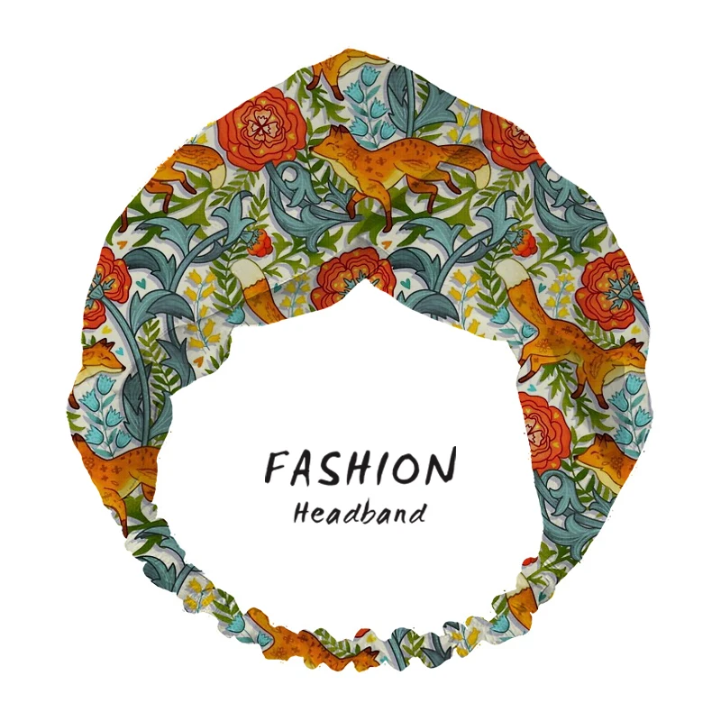 

2021 Foxes Print Women Bandanas Headbands Turban HairBands Head Wrap Hair Headbands for Women Elastic Hair Bands hair accesories